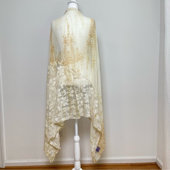 Boho Ethereal Fairy Sheer Tie Dye Floral Lace Crocheted Beach Scarf Wrap Shawl - Picture 5 of 15
